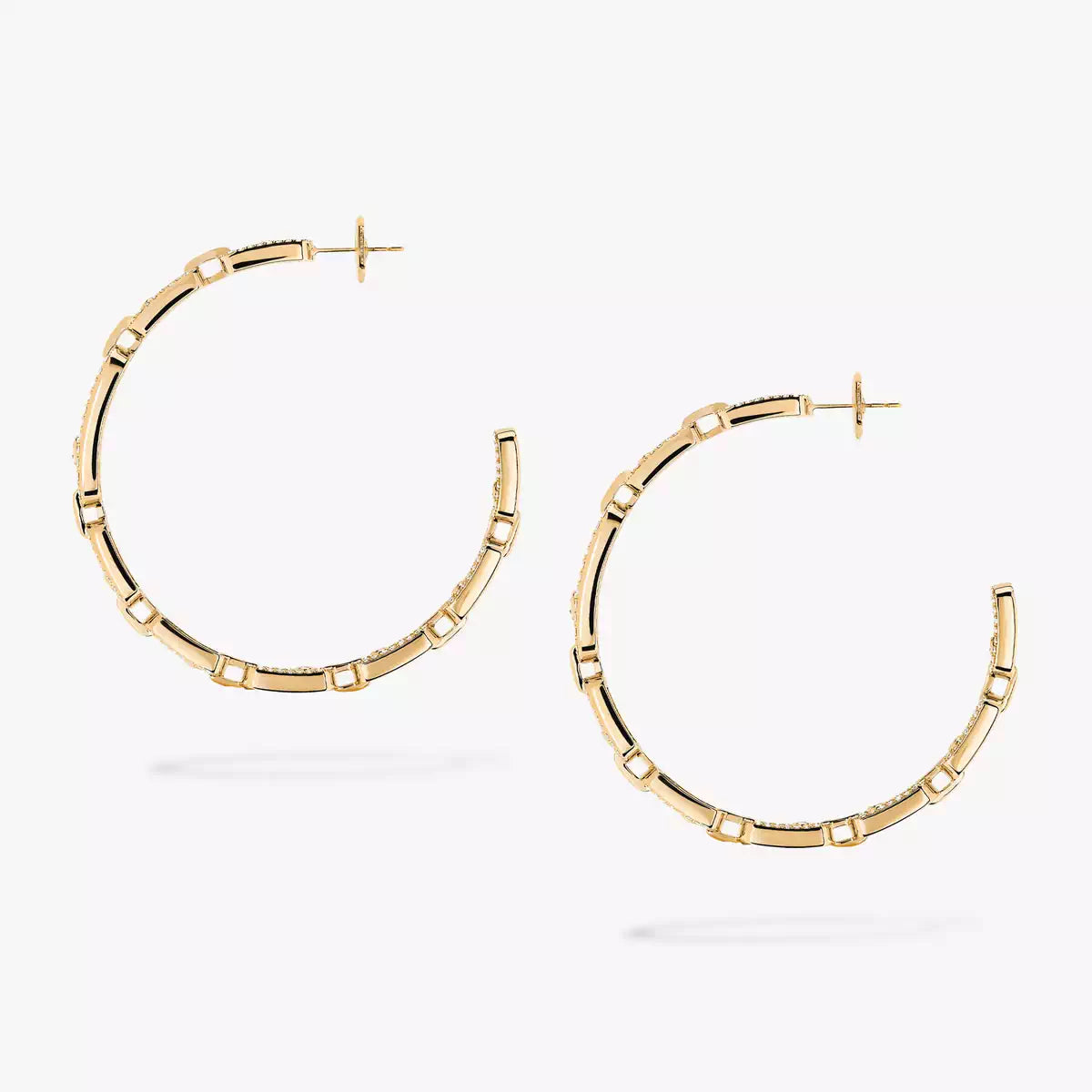 [[Dawnora Jewelry]Move Link Diamond Hoop Earrings