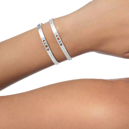 [Dawnora Jewelry]Move Noa Rose Gold Pavé Diamond Bangle Bracelet