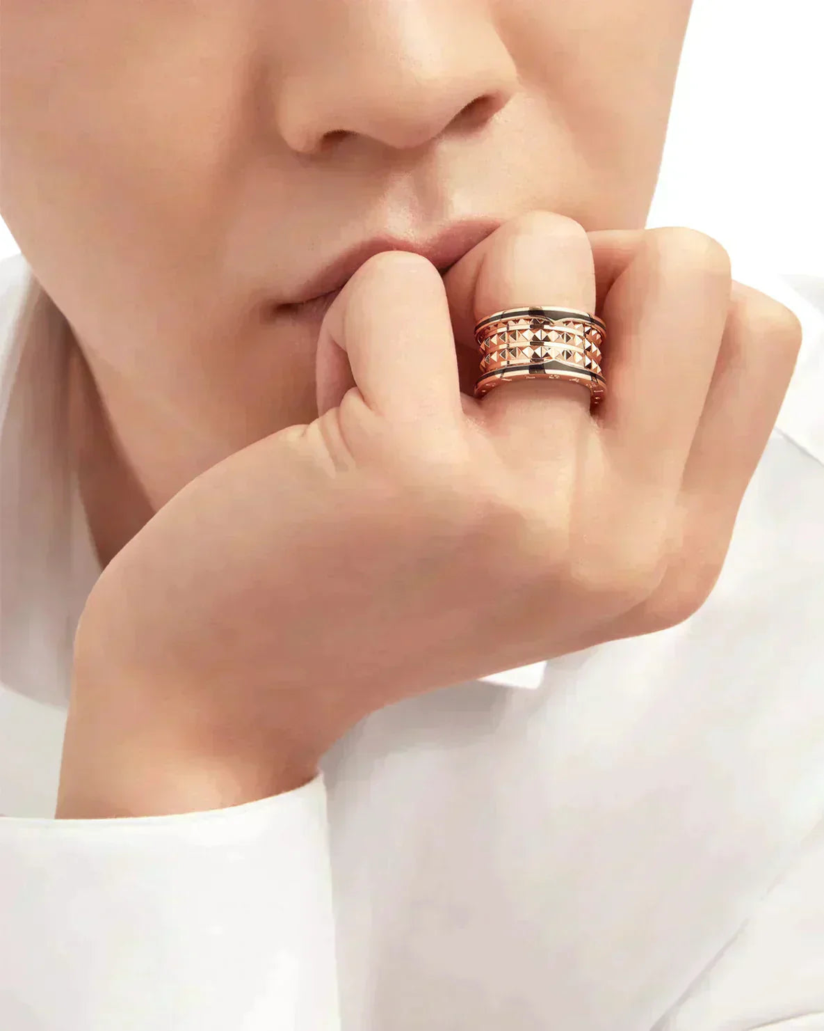 [Dawnora Jewelry]ZERO 1 ROCK BLACK CERAMIC PINK GOLD LARGE MODEL