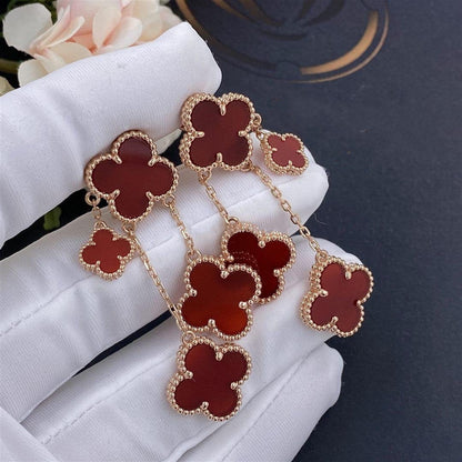 [Dawnora Jewelry]CLOVER EARRINGS CARNELIAN 4 MOTIFS PINK GOLD