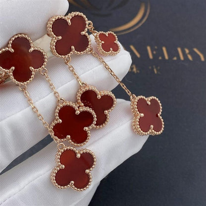 [Dawnora Jewelry]CLOVER EARRINGS CARNELIAN 4 MOTIFS PINK GOLD