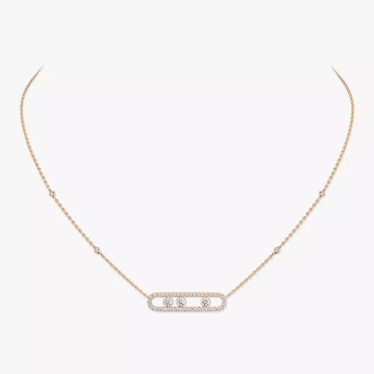 [Dawnora Jewelry] Move Pave_ Rose Gold Diamond Necklace