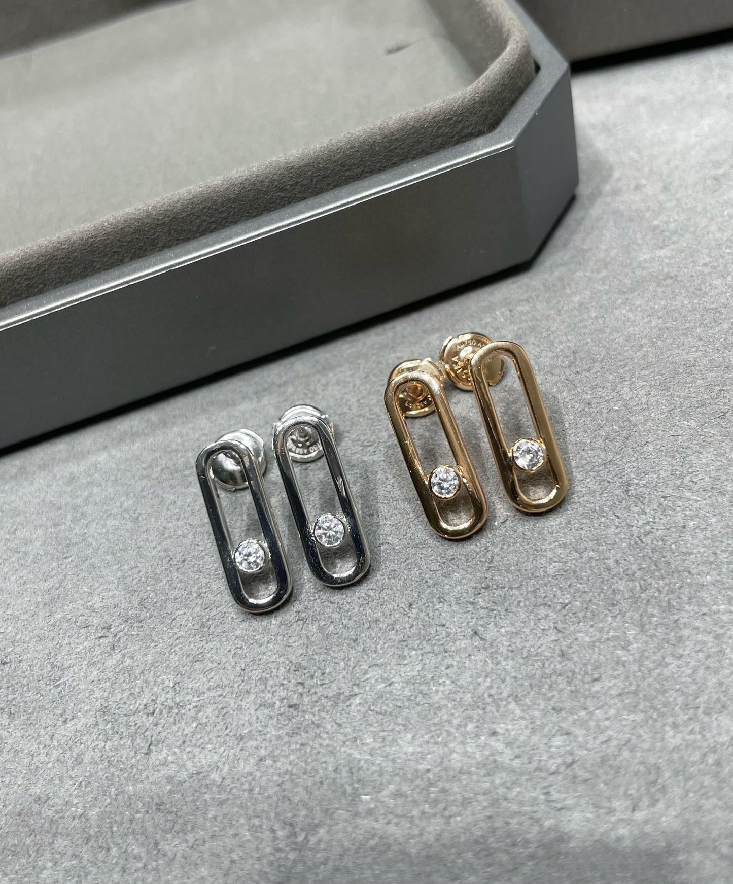 [Dawnora Jewelry]MOVE UNO SMALL 1 DIAMOND EARRINGS