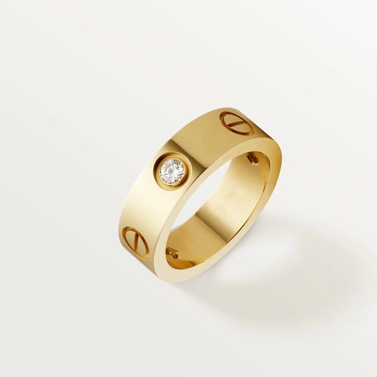 [Dawnora Jewelry]LOVE RING 5.5MM 3 DIAMONDS PINK GOLD