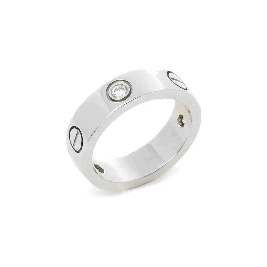 [Dawnora Jewelry]LOVE RING 5.5MM 3 DIAMONDS SILVER